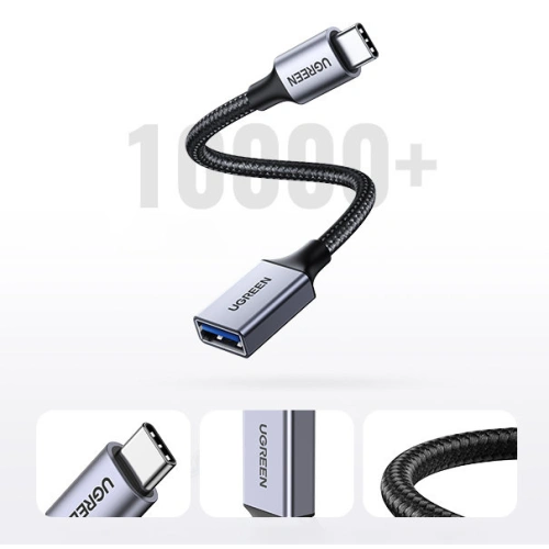 Kabel OTG UGREEN US378 USB C (męski)/USB-A (żeński) 3.0 0.15m czarny