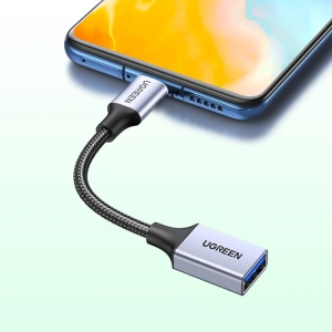 Kabel OTG UGREEN US378 USB C (męski)/USB-A (żeński) 3.0 0.15m czarny