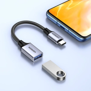 Kabel OTG UGREEN US378 USB C (męski)/USB-A (żeński) 3.0 0.15m czarny