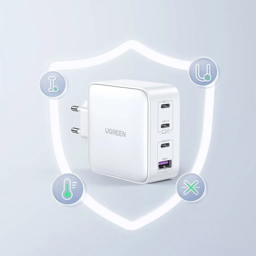 Ładowarka sieciowa GaN UGREEN CD226 3xUSB-C/USB-A 100W PPS biała