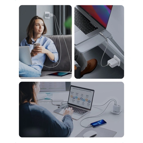 Ładowarka sieciowa GaN UGREEN CD226 3xUSB-C/USB-A 100W PPS biała