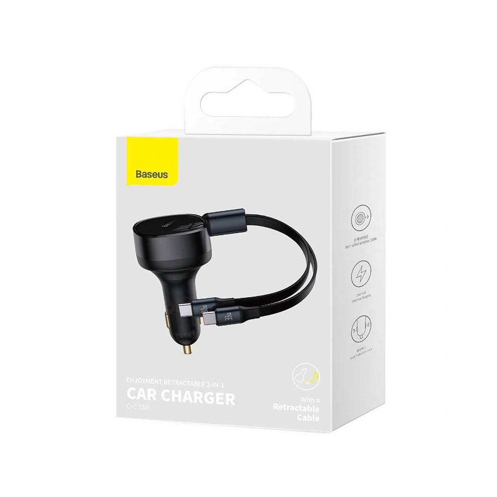 Hurtownia GSM - Autós töltő Baseus Enjoyment 33W + USB-C kábelek (fekete) - BSU4466 - {ean13} - Hurt
