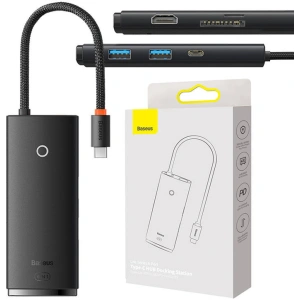 Hurtownia GSM - Adapter HUB Baseus OS Lite 6-Port USB-C/HDMI - USB3.0x2 - PD - SD/TF (negru) - BSU4473 - {ean13} - Hurt