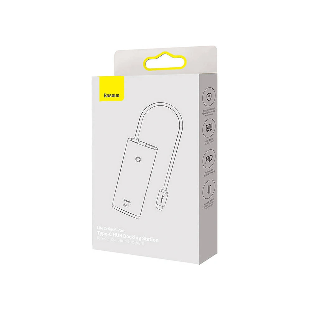 Hurtownia GSM - Adapter HUB Baseus OS Lite 6-Port USB-C/HDMI - USB3.0x2 - PD - SD/TF (fekete) - BSU4473 - {ean13} - Hurt