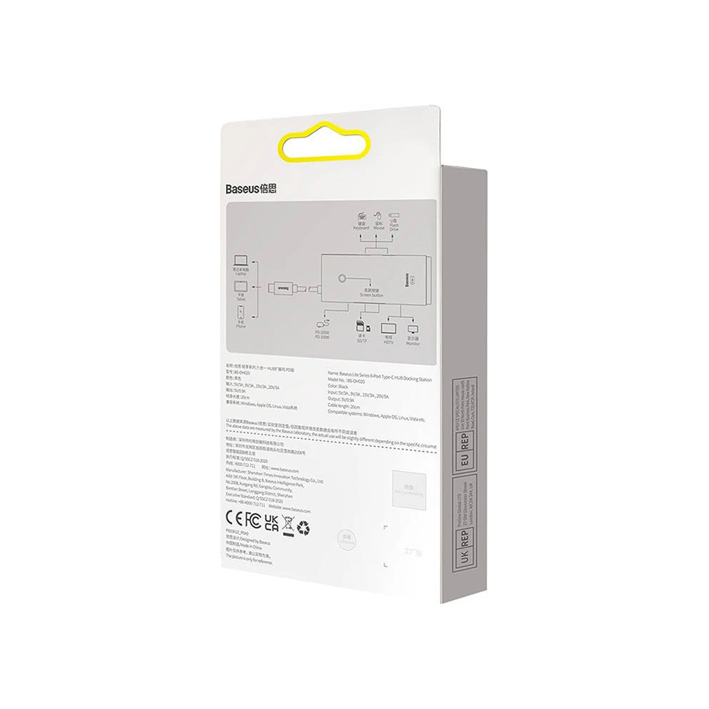 Hurtownia GSM - Adaptér HUB Baseus OS Lite 6-Port USB-C/HDMI - USB3.0x2 - PD - SD/TF (černý) - BSU4473 - {ean13} - Hurt