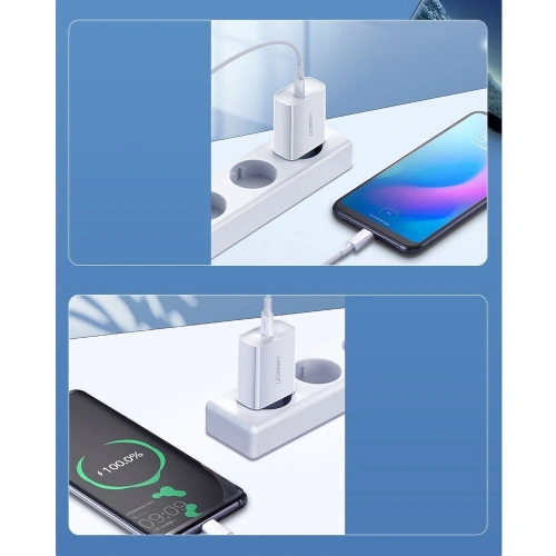Ładowarka sieciowa UGREEN 60450 USB-C Power Delivery 3.0 Quick Charge 4.0+ 20W 3A biały