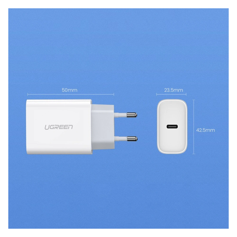 Hurtownia GSM - UGREEN 60450 USB-C hálózati töltő Power Delivery 3.0 Gyors Töltés 4.0+ 20W 3A fehér - UGR1668 - {ean13} - Hurt