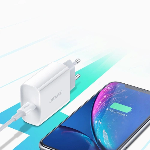 Ładowarka sieciowa UGREEN 60450 USB-C Power Delivery 3.0 Quick Charge 4.0+ 20W 3A biały