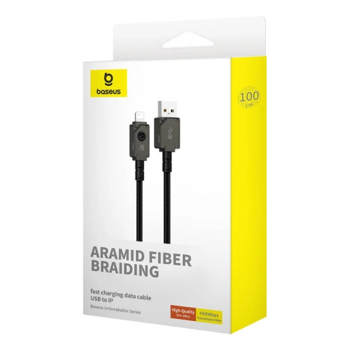 Kabel Baseus Unbreakable Series USB-A/Lightning 2.4A 1m (Czarny)