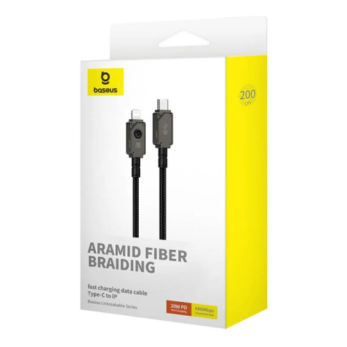 Kabel Baseus Unbreakable Series USB-C/Lightning 20W 2m (Czarny)