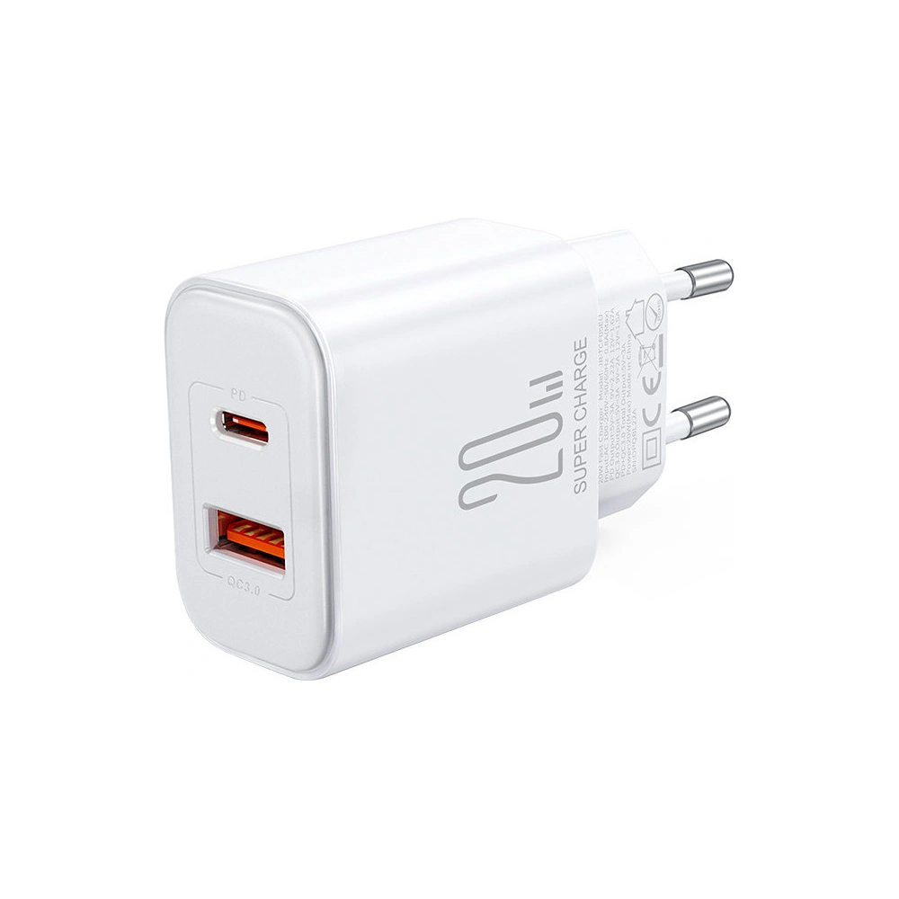 Wholesale Joyroom JR-TCF05 Wall Charger USB-C/USB-A 20W white + USB-C/Lightning Cable 1m - JYR774 - {ean13} - Hurt