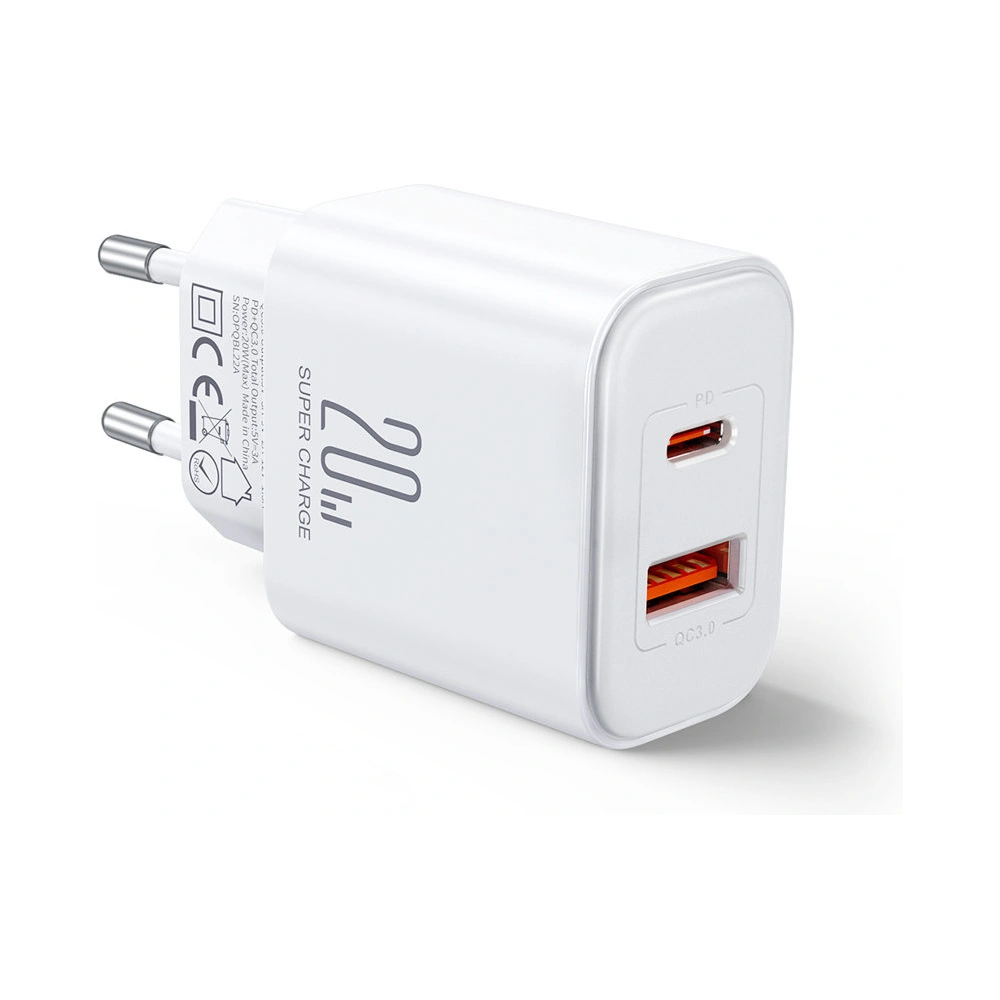 Wholesale Joyroom JR-TCF05 Wall Charger USB-C/USB-A 20W white + USB-C/Lightning Cable 1m - JYR774 - {ean13} - Hurt
