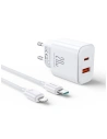Wholesale Joyroom JR-TCF05 Wall Charger USB-C/USB-A 20W white + USB-C/Lightning Cable 1m - JYR774 - {ean13} - Hurt