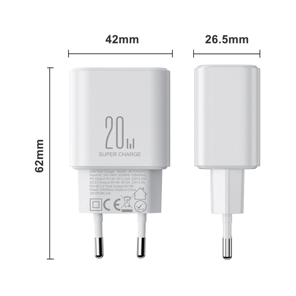 Wholesale Joyroom JR-TCF05 Wall Charger USB-C/USB-A 20W white + USB-C/Lightning Cable 1m - JYR774 - {ean13} - Hurt