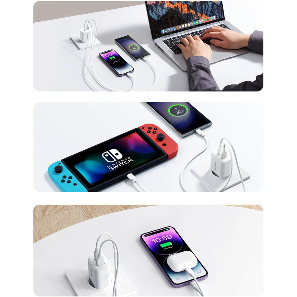 Wholesale Joyroom JR-TCF05 Wall Charger USB-C/USB-A 20W white + USB-C/Lightning Cable 1m - JYR774 - {ean13} - Hurt