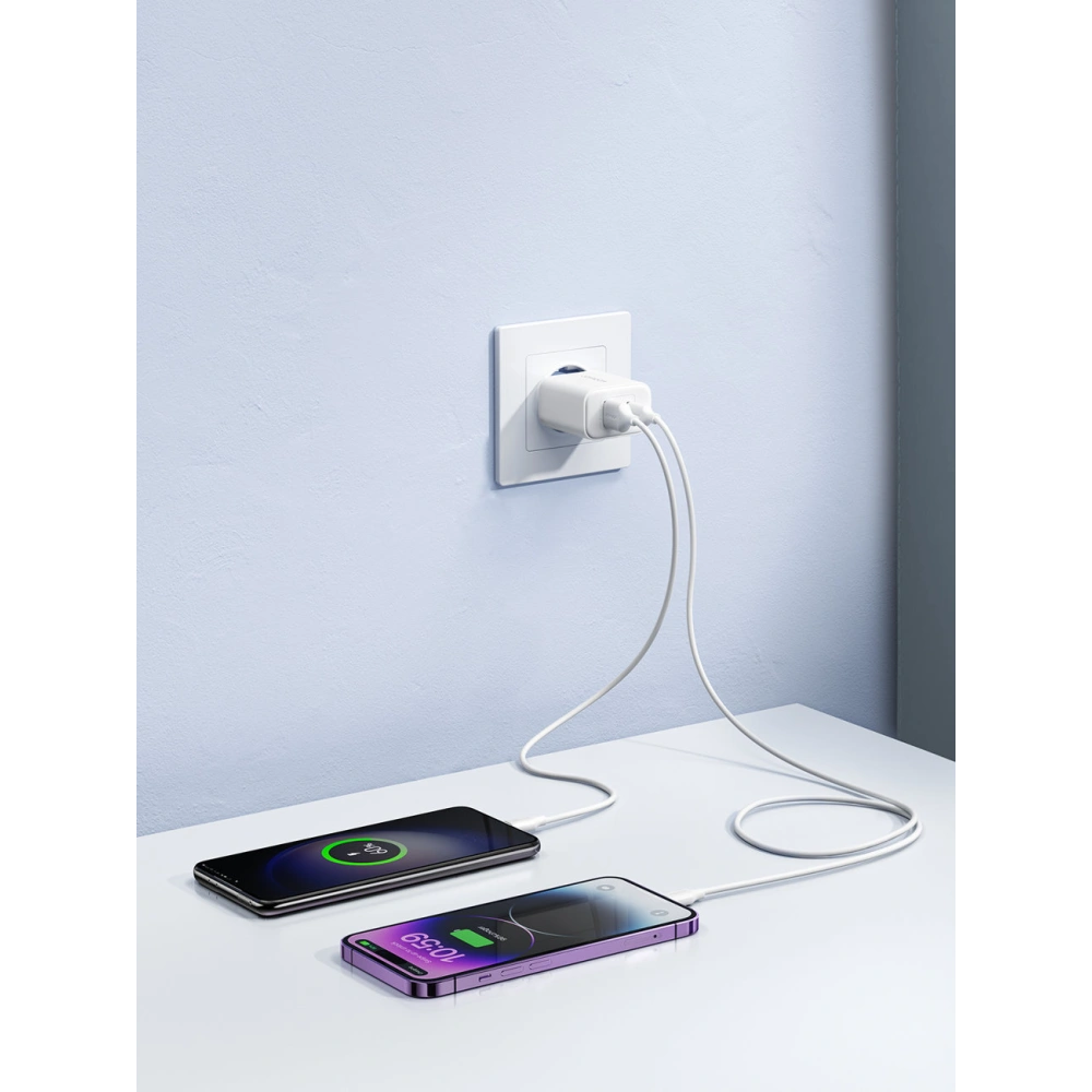 Wholesale Joyroom JR-TCF05 Wall Charger USB-C/USB-A 20W white + USB-C/Lightning Cable 1m - JYR774 - {ean13} - Hurt