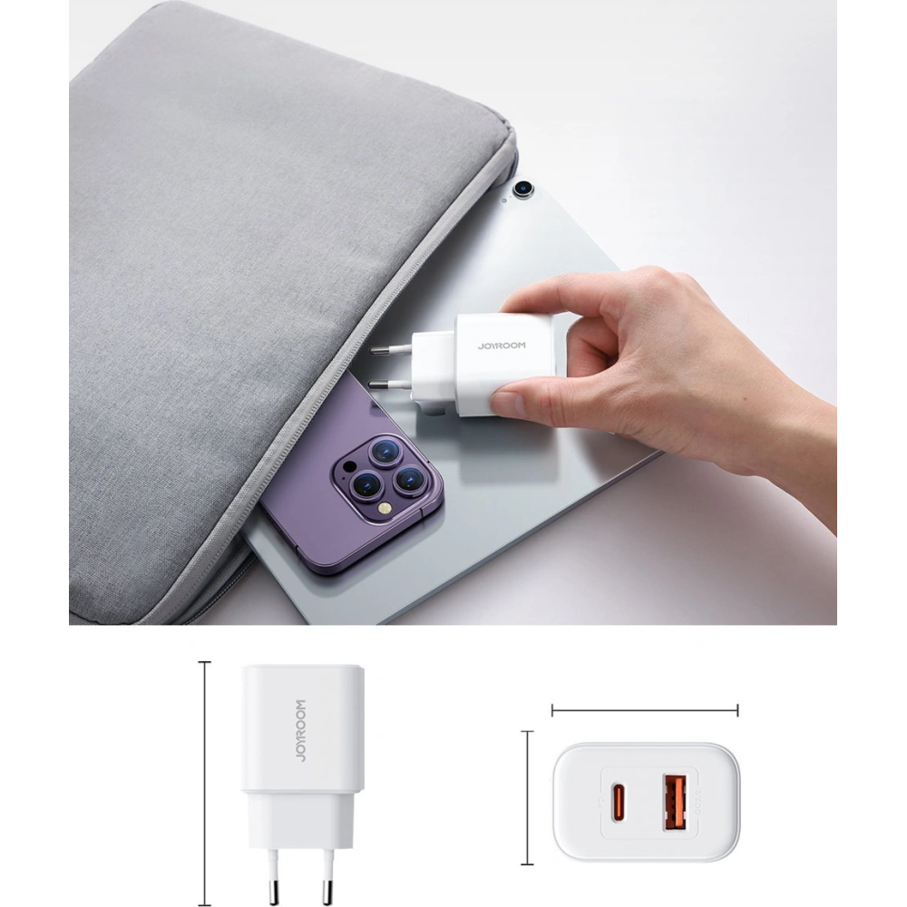 Wholesale Joyroom JR-TCF05 Wall Charger USB-C/USB-A 20W white + USB-C/Lightning Cable 1m - JYR774 - {ean13} - Hurt