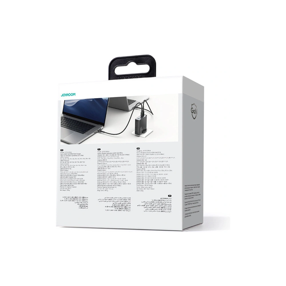 Wholesale Joyroom JR-TCG05EU GaN Wall Charger 3x USB-C/USB-A 140W black + USB-C/USB-C Cable 240W 1.2m - JYR775 - {ean13} - Hurt