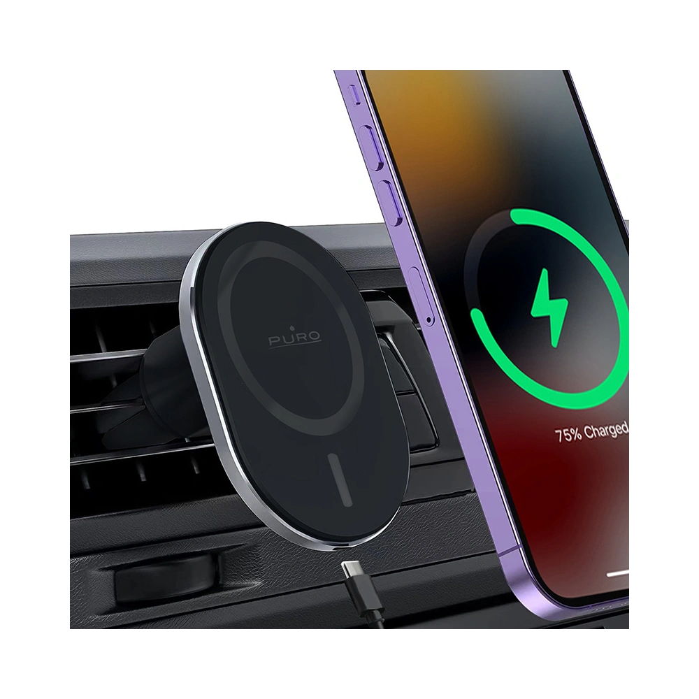 Hurtownia GSM - MagSafe vezeték nélküli töltővel ellátott autós tartó PURO MagPro Car Holder (fekete) - PUR722 - {ean13} - Hurt