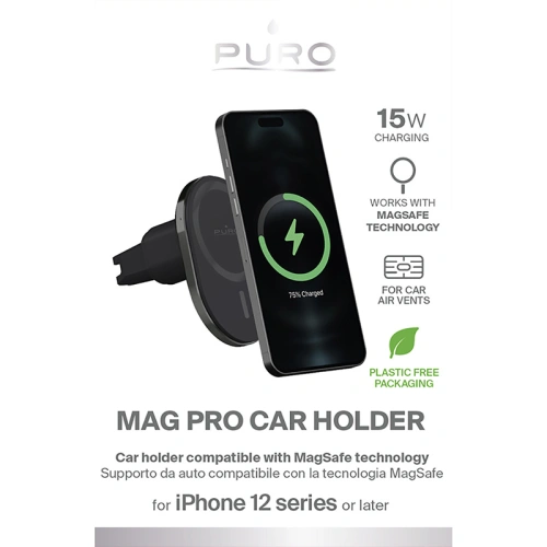 Uchwyt samochodowy z ładowarką bezprzewodową MagSafe PURO MagPro Car Holder (czarny)