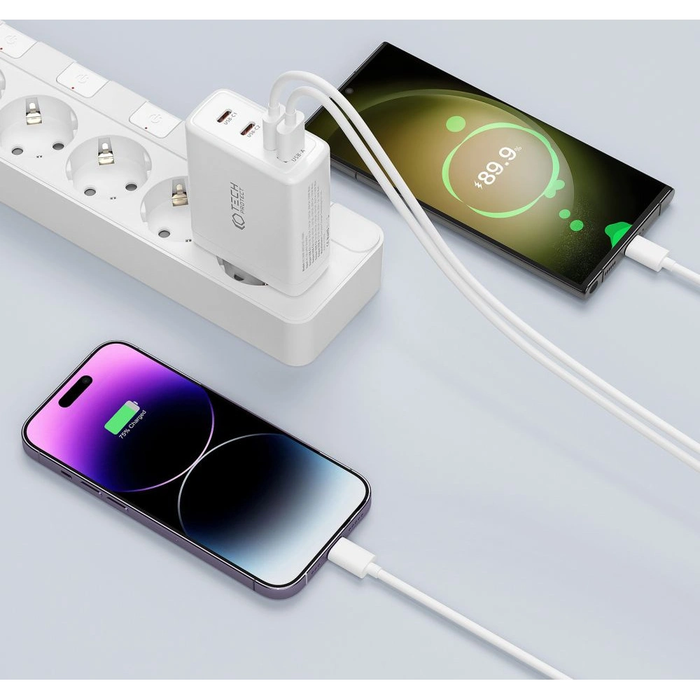 Hurtownia GSM - Síťová nabíječka Tech-Protect NC100W-GaN 4-portová síťová nabíječka PD 100W QC 3.0 bílá - THP2167 - {ean13} - Hurt