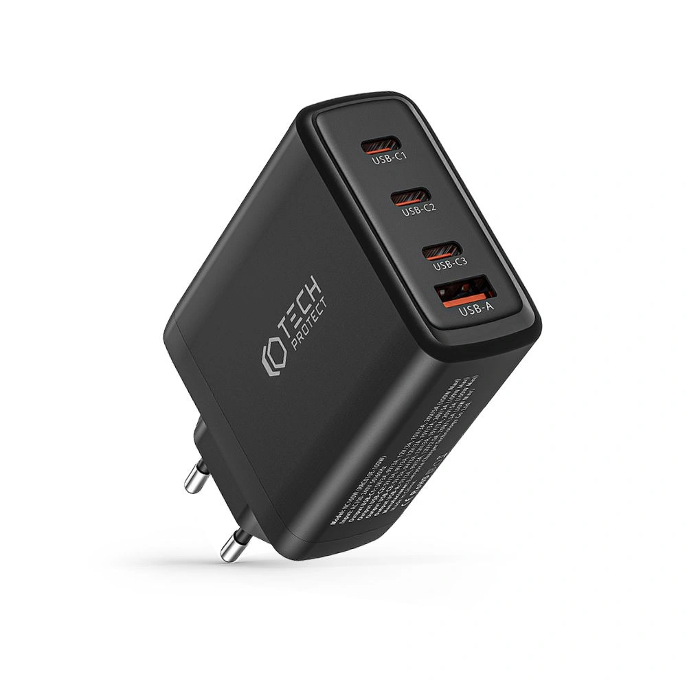 Hurtownia GSM - Încărcătorul de rețea Tech-Protect NC100W-GaN Încărcător de rețea cu 4 porturi PD 100W QC 3.0 Negru - THP2168 - {ean13} - Hurt