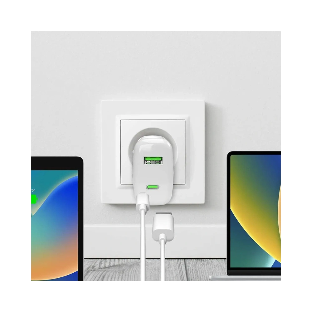 Hurtownia GSM - PURO MiniPro Wandladegerät GaN USB-C/USB-A 65W PD (weiß) - PUR723 - {ean13} - Hurt