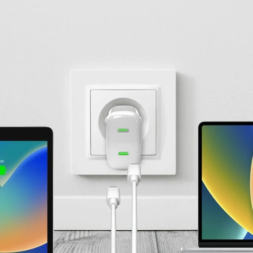 Ładowarka sieciowa PURO MiniPro Wall Charger GaN 2x USB-C 35W PD (biały)