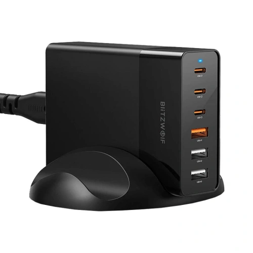 Ładowarka sieciowa Blitzwolf BW-S25 3xUSB-A + 3xUSB-C, 75W (czarna)