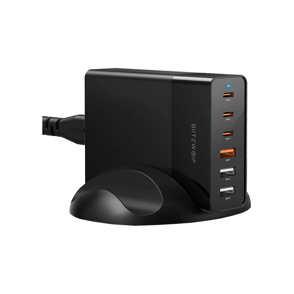 Hurtownia GSM - Blitzwolf BW-S25 Netzladegerät 3xUSB-A + 3xUSB-C, 75W (schwarz) - BLZ570 - {ean13} - Hurt