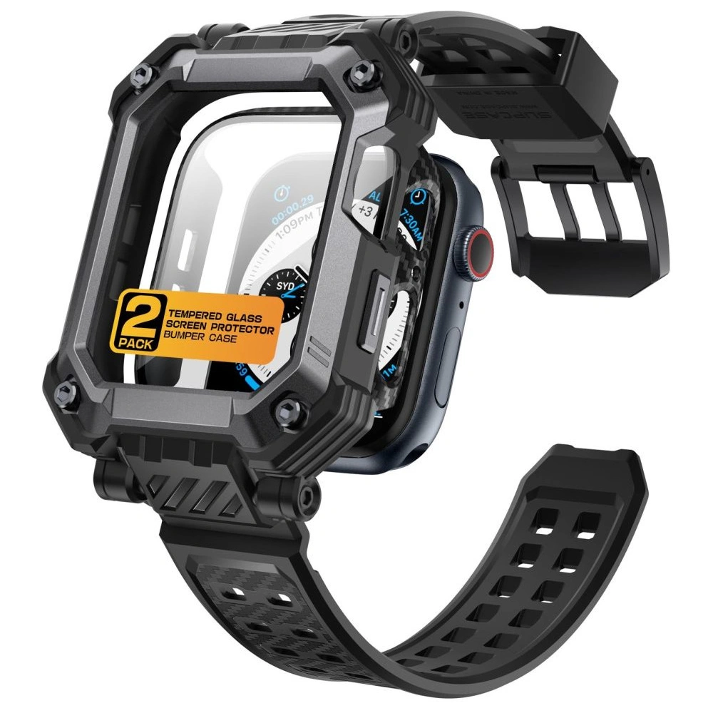 Hurtownia GSM - Set mit Case + Glas Supcase Unicorn Beetle Pro Apple Watch 4/5/6/7/SE/8/9 44/45mm Schwarz - SPC367 - {ean13} - Hurt