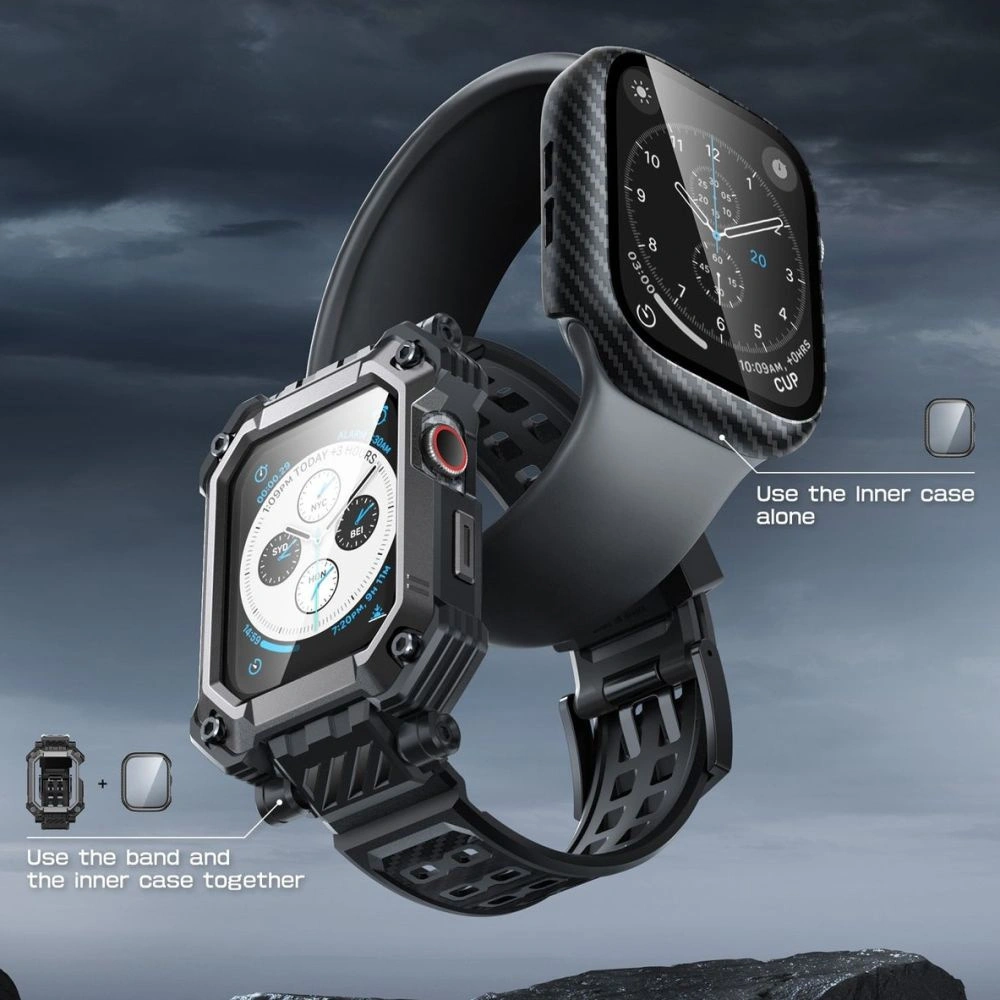 Hurtownia GSM - Set mit Case + Glas Supcase Unicorn Beetle Pro Apple Watch 4/5/6/7/SE/8/9 44/45mm Schwarz - SPC367 - {ean13} - Hurt
