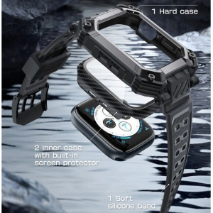 Wholesale Case + glass set Supcase Unicorn Beetle Pro Apple Watch 4/5/6/7/SE/8/9 44/45mm Black - SPC367 - {ean13} - Hurt