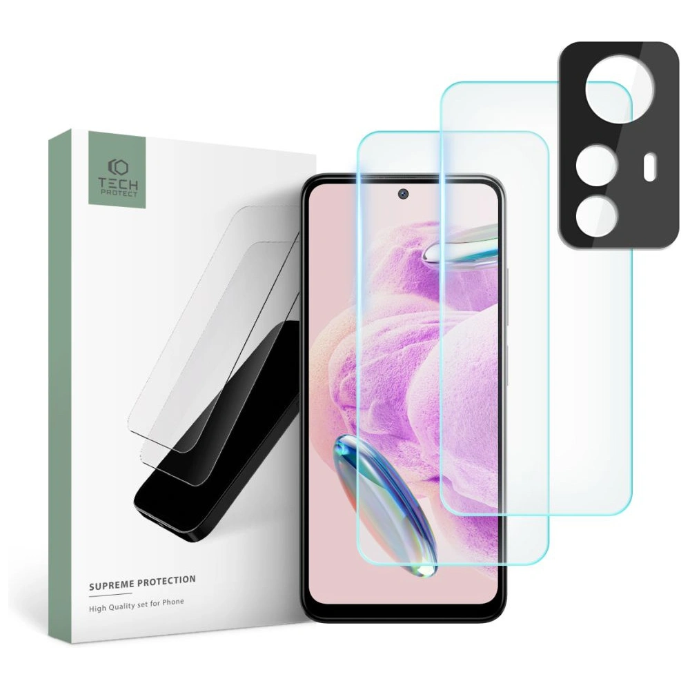 Hurtownia GSM - Edzett üveg + fényképezőgép lencsékhez Tech-Protect Supreme Set Xiaomi Redmi Note 12s Clear [2+1 PACK] - THP2173 - {ean13} - Hurt
