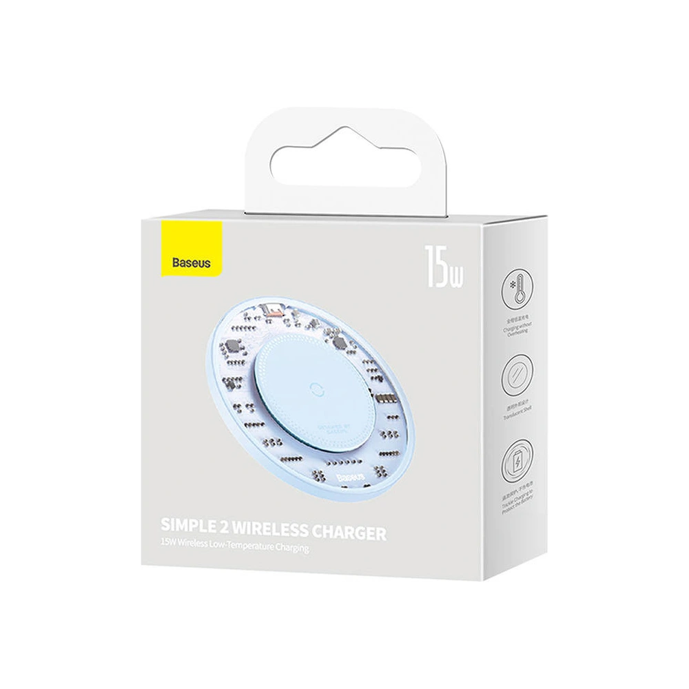 Hurtownia GSM - Drahtloses Ladegerät Baseus Simple 2 15W + USB-C/USB-C-Kabel (blau) - BSU4520 - {ean13} - Hurt