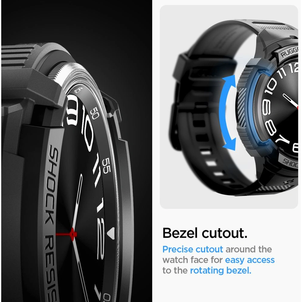 Wholesale Spigen Rugged Armor Pro Samsung Galaxy Watch 6 Classic 43mm Matte Black - SPN2914 - {ean13} - Hurt
