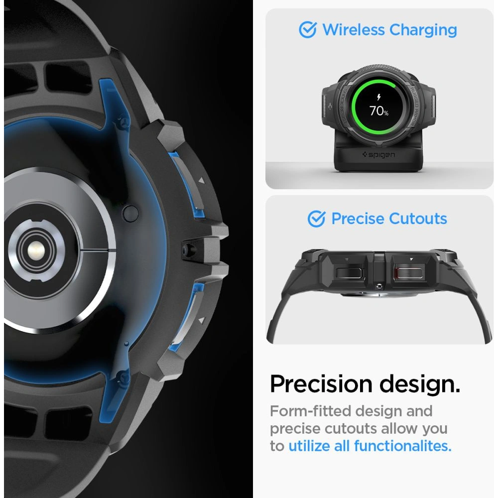 Wholesale Spigen Rugged Armor Pro Samsung Galaxy Watch 6 Classic 43mm Matte Black - SPN2914 - {ean13} - Hurt