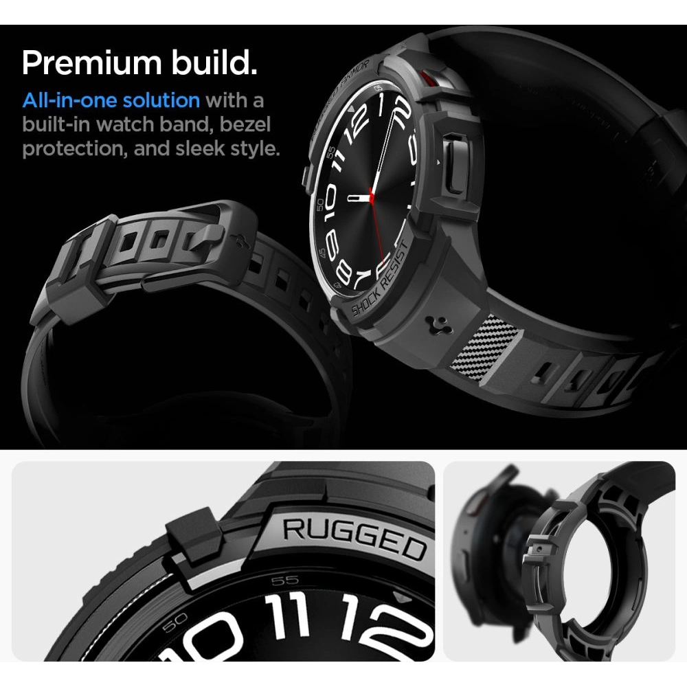 Wholesale Spigen Rugged Armor Pro Samsung Galaxy Watch 6 Classic 43mm Matte Black - SPN2914 - {ean13} - Hurt
