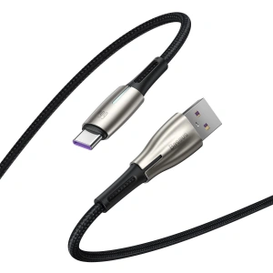 Kabel Baseus Water Drop-shaped USB-A/USB-C LED 66W 6A 1m (czarny)