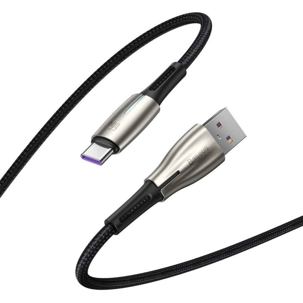 Hurtownia GSM - Kabel Baseus ve tvaru kapky vody USB-A/USB-C LED 66W 6A 1m (černý) - BSU4525 - {ean13} - Hurt