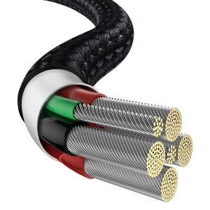 Kabel Baseus Water Drop-shaped USB-A/USB-C LED 66W 6A 1m (czarny)