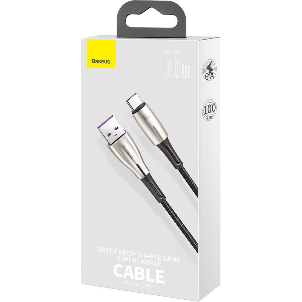 Hurtownia GSM - Kabel Baseus ve tvaru kapky vody USB-A/USB-C LED 66W 6A 1m (černý) - BSU4525 - {ean13} - Hurt