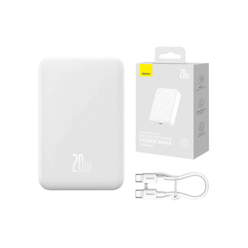 Hurtownia GSM - Powerbank Baseus Magnetic Mini 20000mAh 20W (biały) - BSU4528 - {ean13} - Hurt