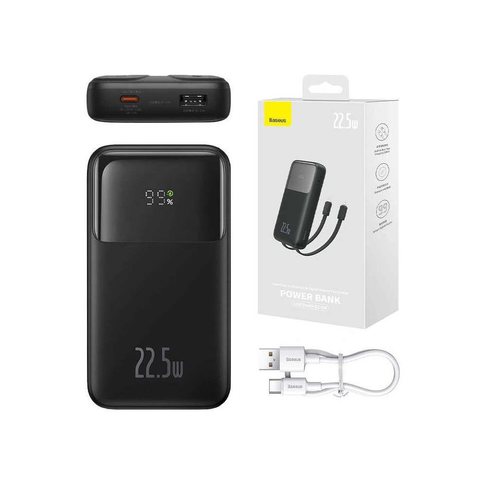 Wholesale Baseus Comet Powerbank 10000mAh 22.5W + USB-A/USB-C Cable (black) - BSU4531 - {ean13} - Hurt