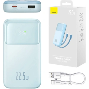 Powerbank Baseus Comet 10000mAh 22.5W + kabel USB-A/USB-C (niebieski)