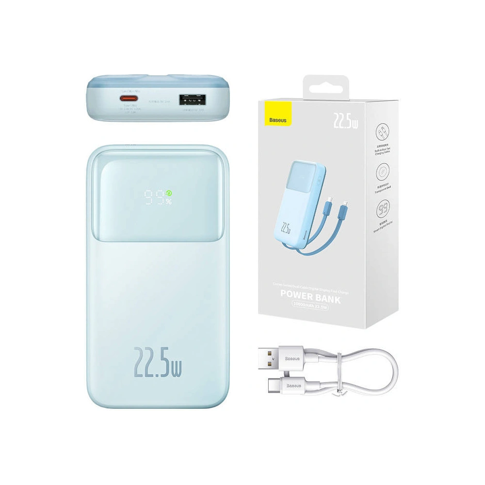 Wholesale Baseus Comet Powerbank 10000mAh 22.5W + USB-A/USB-C Cable (blue) - BSU4532 - {ean13} - Hurt