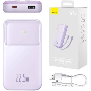 Powerbank Baseus Comet 10000mAh 22.5W + kabel USB-A/USB-C (fioletowy)