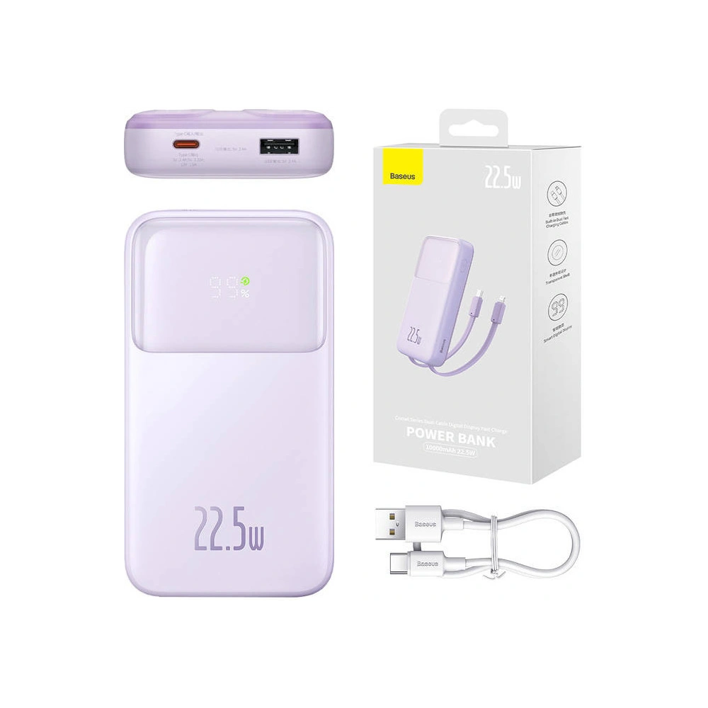 Hurtownia GSM - Powerbank Baseus Comet 10000mAh 22.5W + kabel USB-A/USB-C (fialový) - BSU4533 - {ean13} - Hurt