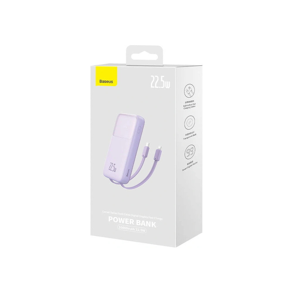 Hurtownia GSM - Powerbank Baseus Comet 10000mAh 22.5W + kabel USB-A/USB-C (fialový) - BSU4533 - {ean13} - Hurt