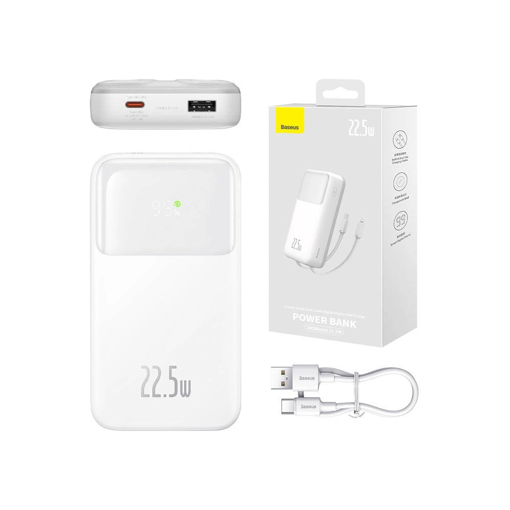Hurtownia GSM - Powerbank Baseus Comet 20000mAh 22.5W + kabel USB-A/USB-C (bílý) - BSU4535 - {ean13} - Hurt